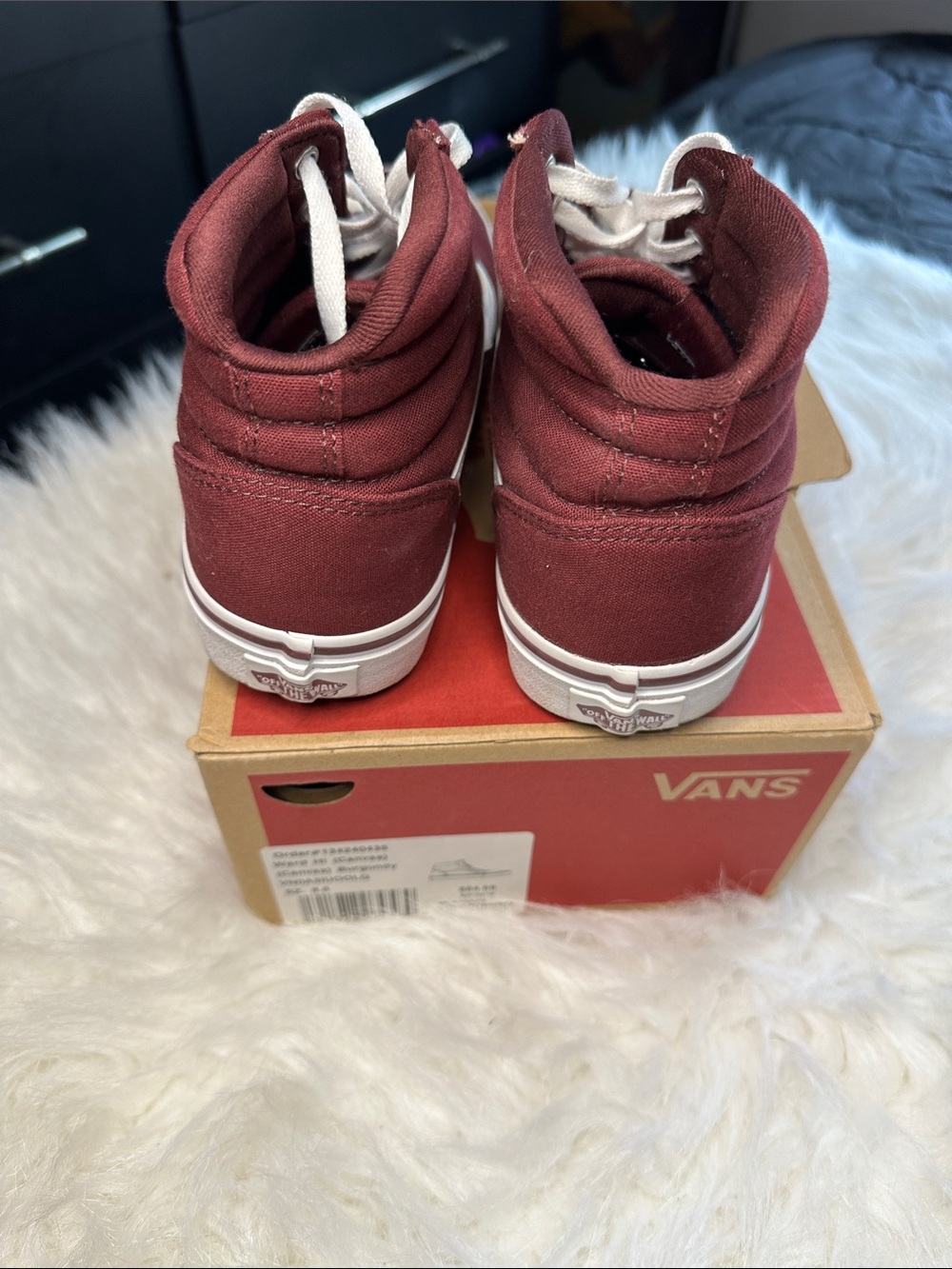 Vans Burgundy Canvas High-Top Sneakers with White Stripe - Picture 4 of 5